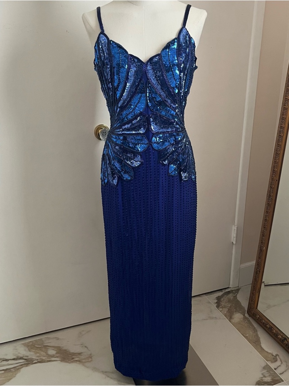 Stenay blue silk beaded dress
